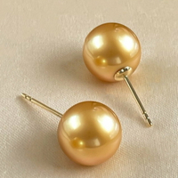 【醇想珠寶】極簡風 南洋濃金珍珠 金珍珠 耳釘 18K 黃金 天然海水珍珠 素釘 簡約款 優雅珍珠耳飾