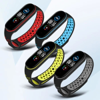 Silicone Watch Strap for Xiaomi Mi Band 5 6 Wristband Smartwatch Band MiBand band3 band4 5 6 Breathable Wriststraps Bracelet