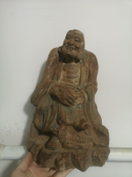日本回流擺飾羅漢笑佛老物件佛像擺飾木雕佛像擺飾羅漢佛像，這尊
