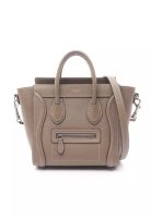CELINE Pre-Loved Celine luggage nano shopper Handbag leather Gray brown 2WAY