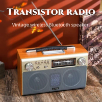 Outdoor Retro Portable Bluetooth Speaker Stereo Radio Rechargeable 3 Band AM FM SW Radio with BT USB TF AUX Player Extension Ant