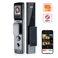 Apartment Fully Automatic Cerradura Inteligente Tuya Zigbee Fingerprint Combination Smart Door Lock With HD Door Camera