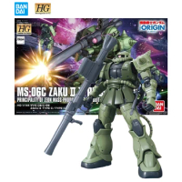 Original Bandai Gundam HG 1/144 MS-06 Zaku 2 Type C-5 Model Kit Assemble Action Anime Figures Toys Collectible Gifts for Boys
