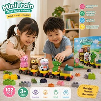 Mini Train Meet Cute Animals – Mainan Kereta Susun Hewan Binatang Edukasi Anak 102 PCS
