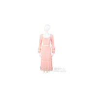 AAMILANO 粉色蕾絲拼接設計長袖洋裝