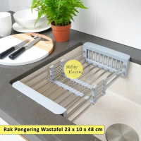 SALE! Rak Wadah Pengering Cuci Piring Wastafel Adjustable Panjang Pendek Dry - Abu-abu Plastik Stain