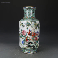 Chinese Floral Vase Green White Colored Bird Tree Flower Rose Peony Qing Dynasty Qianlong Enamel Vase Not Vase Japanese Tabletop