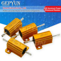 1pcs 25W Aluminum Power Metal Shell Case Wirewound Resistor 0.5 1 2 3 5 6 8 10 20 100 150 200 300 500 680ohm 0.1 ~ 10K