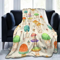 Cute Mushroom Blanket, Light Plush Bed Blanket, Suitable for Bed Sofa &amp; Gift for Family 60"x50"