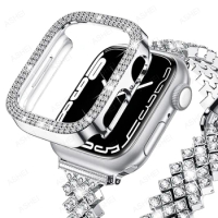 For apple watch case series 7 6 5 4 se 41mm 40mm 45mm 44mm PC Bling Diamond Case for iwatch No Screen Protector Frame bumper