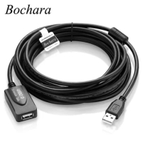 Bochara USB 2.0 Extension Cable Type A Male to Female Dual Shielding(Foil+Braided) Active Booster Chips 5m 10m 15m 20m 30m