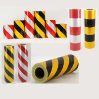40CM / 50CM /60CM Advertising Road Traffic PVC Black Yellow Twill Warning Reflective SheetingAnti-collision Fire Channel Sticker
