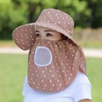 ALUNAR Topi Tani Wanita Anti UV Lebar Pantai Cadar Masker Kebun Sawah Mancing Outdoor topi ninja pet