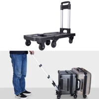 Shopping Luggage Cart Pull Suitcase Cart Folding Shopping Cart Trolley Pull Goods Trolley Portable Trailer Home Take Express