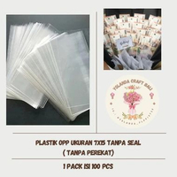 PLASTIK OPP TANPA SEAL (TANPA PEREKAT) BENING 1 PACK ISI 100 PCS - UKURAN 7 X 15 CM - PLASTIK PEMBUN
