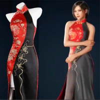 Biohazard 4 RE Ada Wong Cheongsam Cosplay Costume Red Embroidery Dress