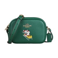 【COACH】COACH x Disney聯名款Mini Jamie黃銅LOGO滑雪米奇米妮拉鍊斜背相機包(小/深松樹綠)