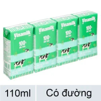 Lốc 4 hộp sữa tươi Vinamilk 100% có đường 110ml