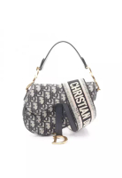 Christian Dior Pre-Loved Christian Dior saddle bag mini oblique jacquard Handbag canvas leather beig