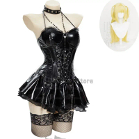 UWOWO in stock Miss Misa Halloween Gothic Black Lace-up Corset Top and Net Skirt, Stockings and Slee
