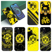 B-Borussia Dortmunds Pattern Black Phone Case For Apple iPhone 12 13 Mini 11 14 15 Pro Max 7 8 Plus X XR XS SE 2020 2022
