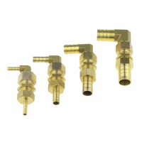 Elbow Bulkhead Brass Hose Connector Splicer Barb Pipe Fitting 6 8 10 12 14 19mm Tail Pneumatic Air Water Hose Coupler Adapter