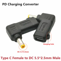 65W PD USB Type C Female Input to DC 5.5mm x 2.5mm Male Power Charging Adapter for Lenovo IdeaPad Z560 Z570 Z575 Z565 U310 U400