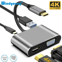 USB C HDMI Type C to HDMI 4K Adapter VGA USB 3.0 Audio Video Converter PD 87W Fast Charger for Macbook Pro Samsung S9 S10 Huawei