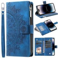 Leather Flip Case For Samsung Galaxy S23 S24 Ultra S22 S21 Plus S20 FE S10 S9 S8 Note 20 10 9 8 Card Wallet Embossing Phone Bag