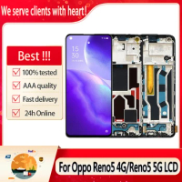AMOLED For Oppo Reno5 5G PEGT00 PEGM00 LCD Display Touch Screen Digitizer Assembly Replacement For Oppo Reno5 4G CPH2159 LCD