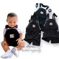 OVERALL CELANA JEANS/Baby 6M-5T/Premium Kancing Hitam Bayi Lengan