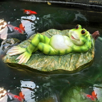 戶外庭院假山魚缸水景魚池裝飾造景物創意卡通動物浮水青蛙擺件