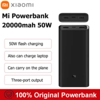 Original Xiaomi Power Bank 3 20000mAh 50W PLM07ZM External Battery 3 USB TypeC Fast Charging Portable Charger Powerbank 20000mAh