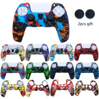 Silicone Anti-slip Anti-fall Skin Protective Cover Case For Playstation 5 PS5 Controller Accessories With Thumbstick grip cap