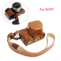 PU leather case Camera Bag Cover Pouch for Sony A6400 A6300 A6100 A6000 with 16-50mm half bottom cover With Battery Opening
