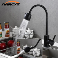 kitchen Black Faucet 360 Rotate Flexible Black Faucet 304 stainless steel sink Basin Hot and Cold faucet SUS5415