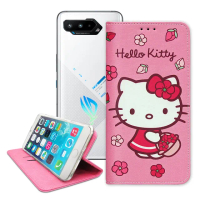 【SANRIO 三麗鷗】ASUS ROG Phone 5 ZS673KS Hello Kitty 櫻花吊繩款彩繪側掀皮套
