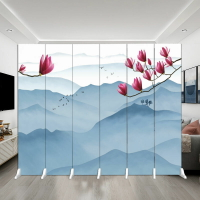 新中式屏風臥室遮擋古典裝飾隔斷水墨風景辦公室折疊移動雙面折屏