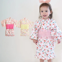 【Baby 童衣】任選 日式和風女童和服套裝 附腰帶 60250(粉色雛菊)