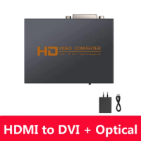 1080p HDMI to DVI Converter HDMI to DVI + Optical Toslink SPDIF + 3.5mm Stereo Audio Metal Housing HDMI Audio Extractor with Pow