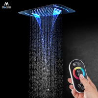 M Boenn Bathroom 64 Color LED Shower head Concealed Ceiling Rainfall Spa High Pressure 3 Functions Shower Panel Stainless Steel