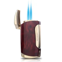 Premium Cigar Lighter With Punch Cutter Torch Lighter Double Jet Flame Windproof Butane Lighters Gift for Men