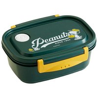 小禮堂 史努比 日製輕量方形雙面扣便當盒《深綠.打棒球》550ml.保鮮盒.食物盒