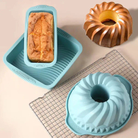 DIY Silikon 3D kek acuan Boleh Digunakan Semula Tahan Suhu Tinggi Baking acuan Tidak Melekat Biru Ba