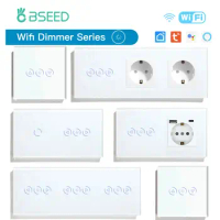 BSEED Wifi Dimmer Switches APP Control Led Smart Dimmer Series White Glass Panel Support Tuya Google Smart Life Dimmable LED