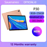 Sauenaneno 8GB RAM 256GB ROM P30 Android 12 New 10.1 Inch Type-C Tablets Octa Core 4G LTE Network AI Speed-up PC Dual SIM Wifi