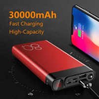 30000mAh Portable Power Bank LED Light HD Digital Display Charge Pal Fast Charging Power Bank For Samsung Xiaomi IPhone Huawei
