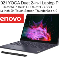 High-end Lenovo 2-in-1 Laptop PC 13 Inch Yoga Duet Touch Tablet+Keyboard i5-1135G7 16GB 512GB SSD 2160x1350 Touch ThunderBolt4