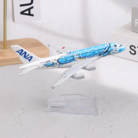 Mainan Model Kapal Terbang, Rekaan Airbus 380 A380 Penyu Laut Biru, Diecast Aloi Logam, 16CM, Sesuai