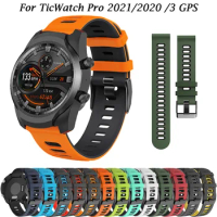 Strap Replacement Band For TicWatch Pro 3 GPS GTX 2021 2020 Smart Watch 22mm Silicone Bracelet Watchband For Ticwatch S2 E2 Belt